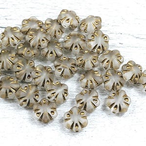 Czech Glass Gold Wash Flower Beads, Translucent, 10mm, 20pcs.