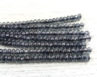 Czech Glass Slate Blue Faceted Rondelle Beads, 3x5mm, 25pcs,