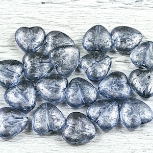12mm lt Pink or Blue with Silver Wash Heart Beads, 10pcs, Love, Translucent, Lightweight, Acrylic