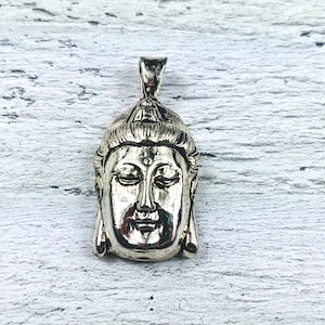 Antique Silver Pewter Quan Yin Goddess Pendant, Namaste, Yoga, Kuan Yin, 35x16mm