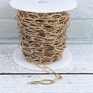 Long Cable Chain Links in Gold Plating 17mmx7mm, Gold Chain, Link Chain, Gold Plated