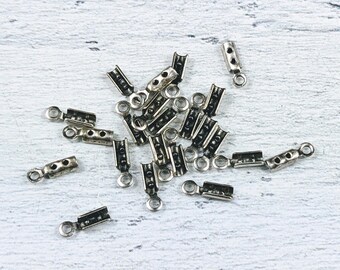Crimp with Loop in Antique Silver for 1mm Ball Chain, Fold Over