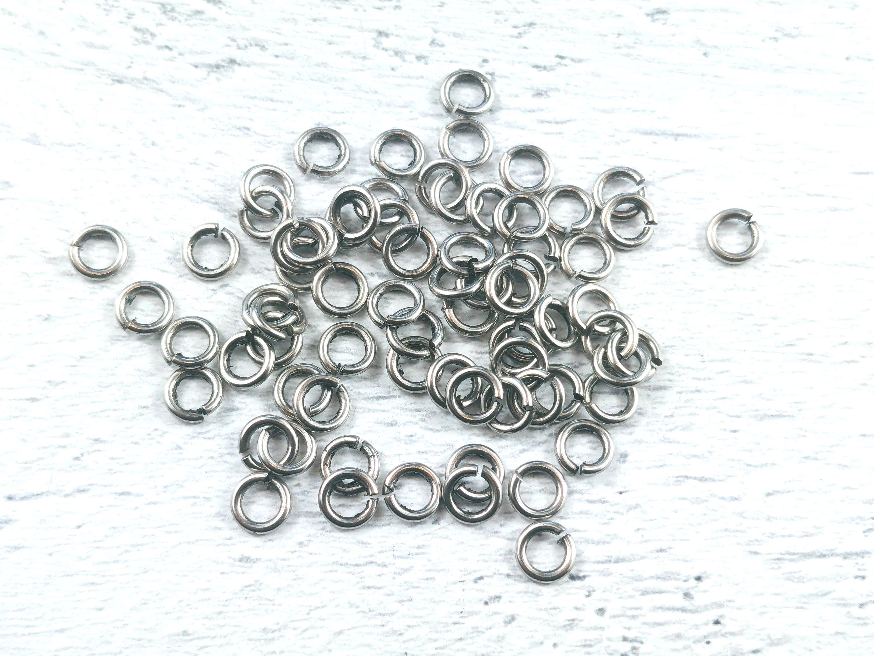 5 mm アンティークシルバー オックス オープンジャンプリング、18g