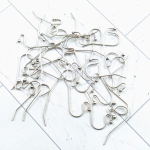 Antique Silver Hook Earrings, Ball French Hook, Dangles, Ear Wires, 24mm