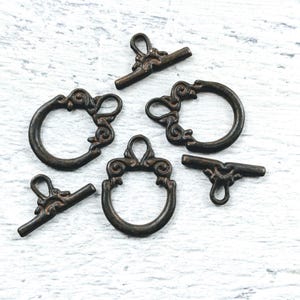 Rustic Brown Plated Ornate Toggle Clasps, 3 Sets, 20mm, Bracelet Clasp, Necklace Clasp