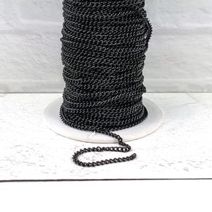 Small Curb Chain in Black Nite, Black Chain, 2.5mm
