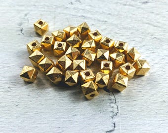 Cuentas facetadas de oro mate de 5 mm, 15 unidades, agujero de 1 mm, espaciadores