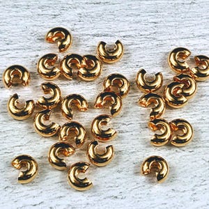 4mm Gold Plated Crimp Covers, Crimps