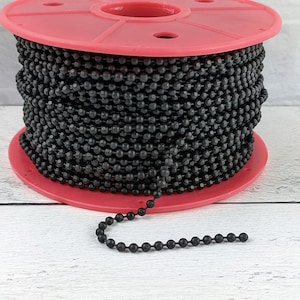 3mm Faceted Ball Chain in Nite Black, Black Nite