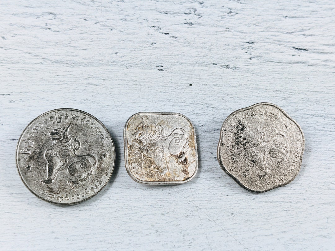 Genuine Burmese Old Round Coin Button Square Round Wavy Etsy
