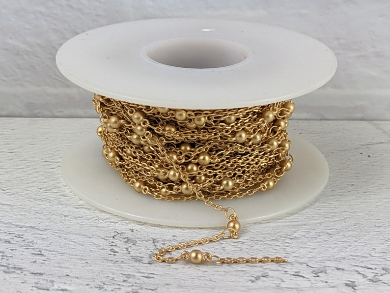 Dainty Matte Gold Ball and Link Chain Etsy