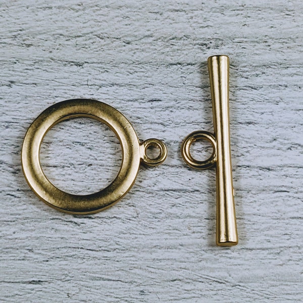 21mm Matte Gold Round Toggle Clasp, Connector, Bracelet, Necklace, 1 Set