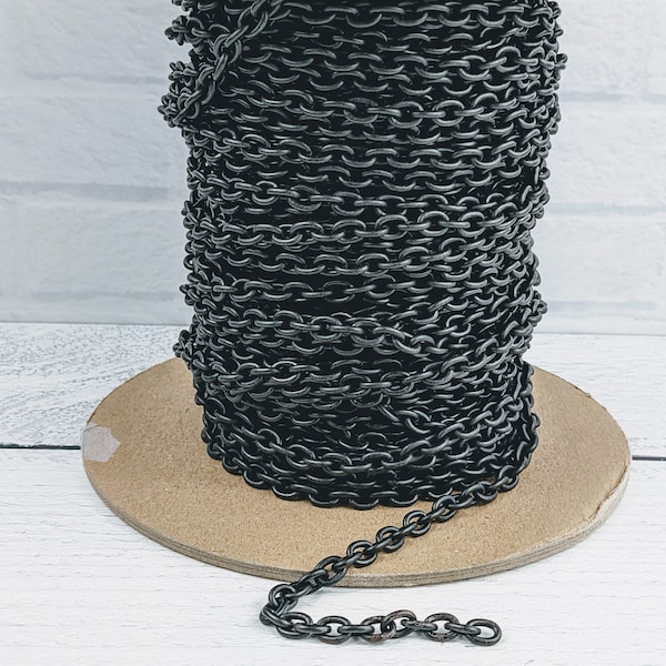 Matte Black Cable Link Chain, 6x8mm