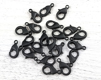 Matte Black Lobster Clasps 15x9mm