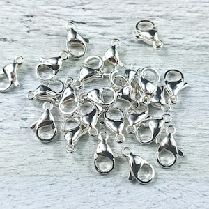 Silver Plated Lobster Clasps 10x6mm