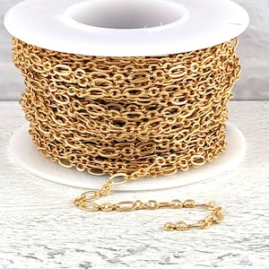 Fine Figaro Chain in Matte Gold, Dainty Chain