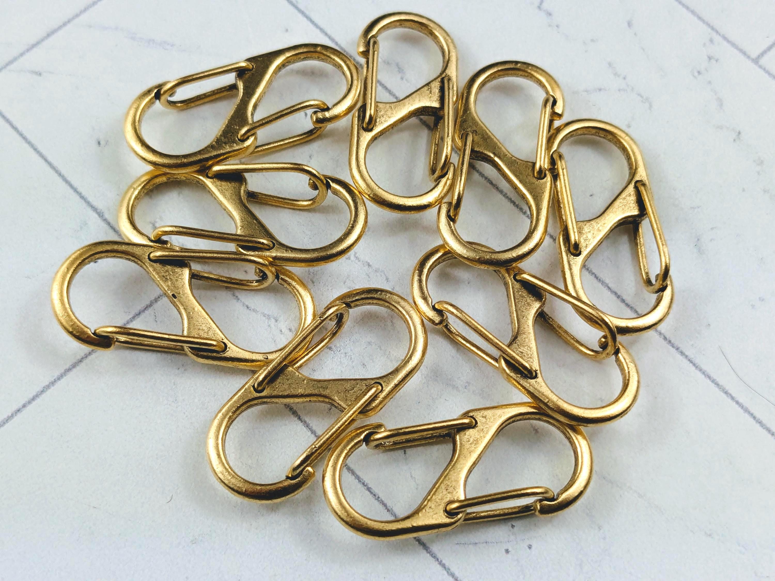 2pcs. Antique Gold Plated Double Push Carabiner Clasp, 29x13mm