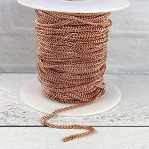3mm Rose Gold Plated Curb Chain, Dainty