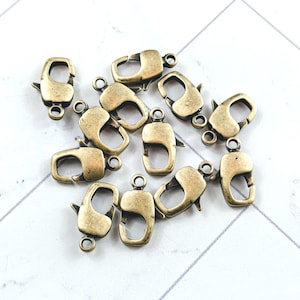 16mm Antique Brass Ox Square Lobster Clasps, Lobster Claw, 3pcs.