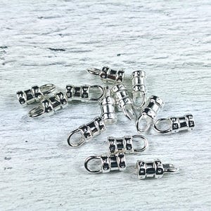 3mm Silver Plated Crimp End with Loop, Leather Crimp, 10pcs.