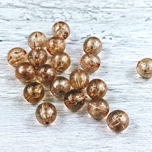 8mm Peach and Silver Wash Acrylic Round Beads, Spacers, Lightweight, 20pcs. Translucent