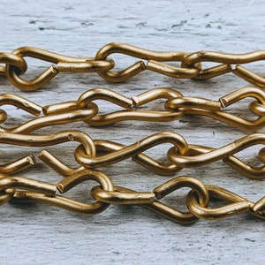 Large Vintage Matte Gold Aluminum Link Chain, 25x11mm, Hook Links, Lightweight, 2ft.
