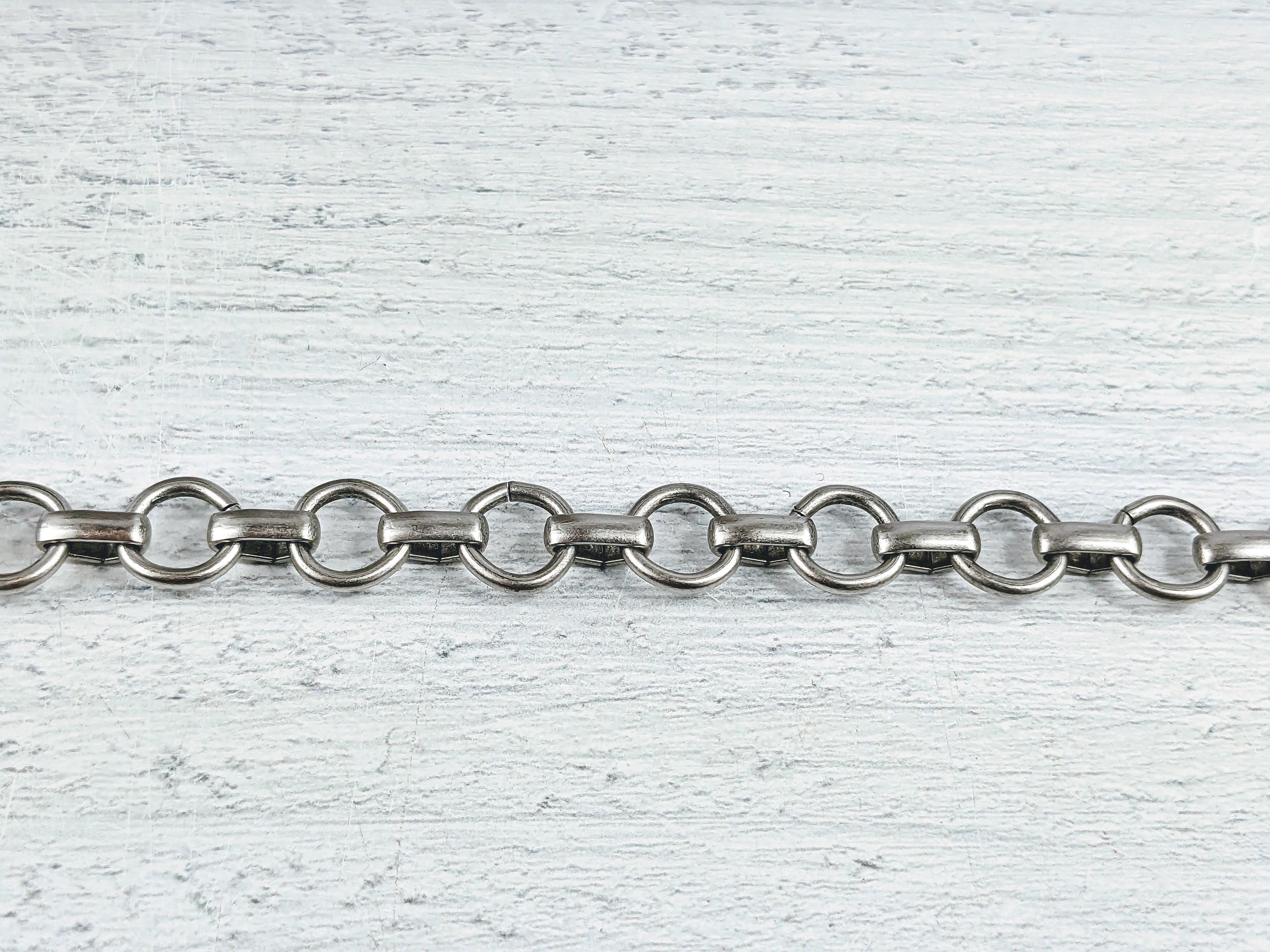 Smooth Round Chain 9mm Antique Silver Smooth Link and Connector Chain, Round, Heavy Gauge ...