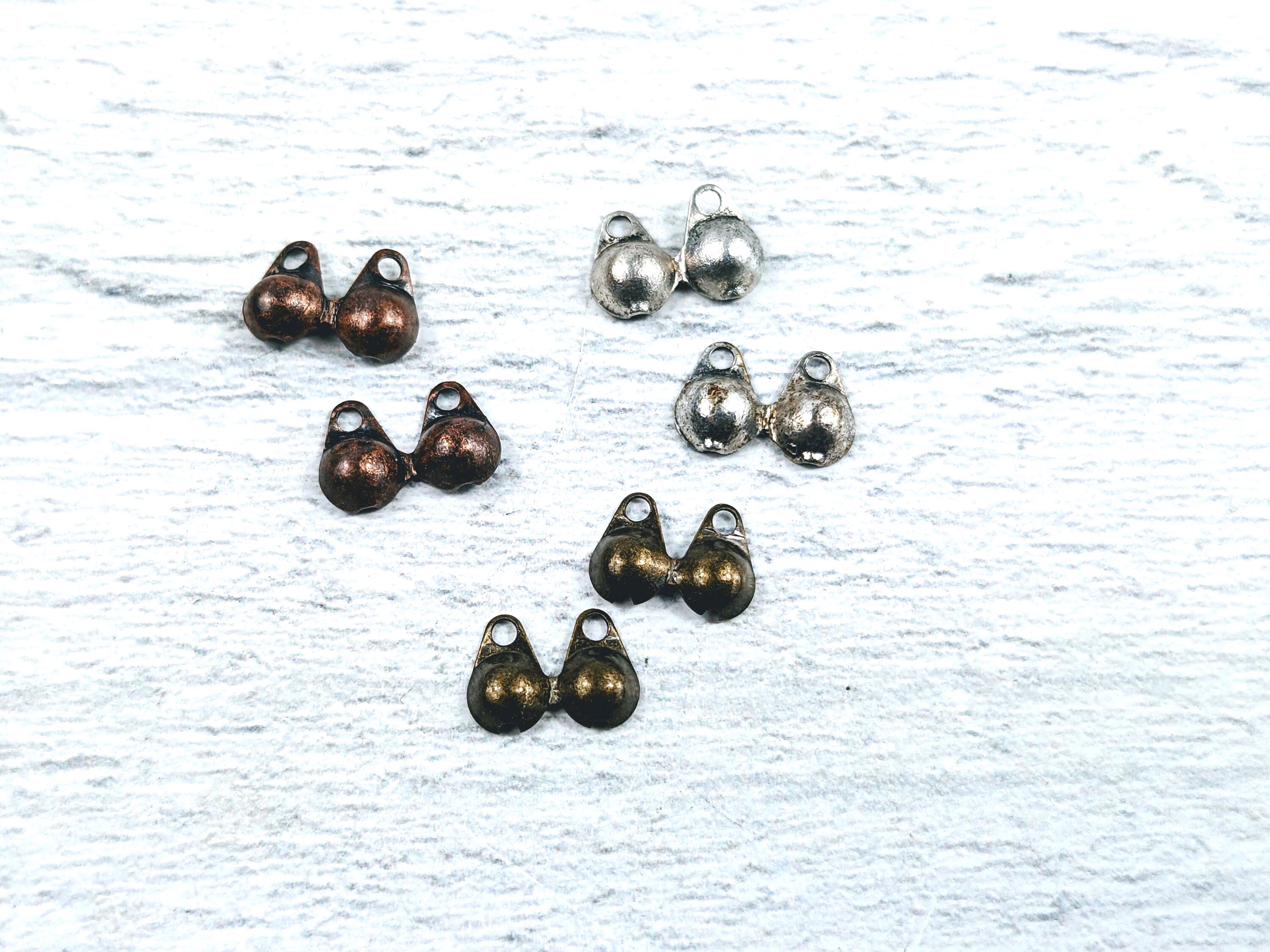 Antique Silver, Copper or Brass Clam End Cap, Connector, Ball Chain Connector, 10pcs. Fits 2 to 3mm Chain