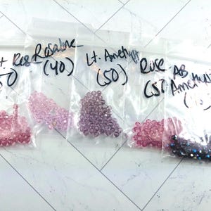4mm Faceted Round Swarovski Crystal Bead Lot, #5000, Rose, Rosaline, Lt. Amethyst, Rose and Ab Amethyst, 235pcs.