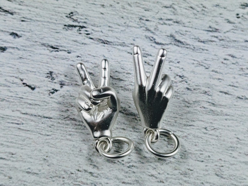 Matte Silver Peace Sign Charms Sign Language Charms 1pc. - Etsy