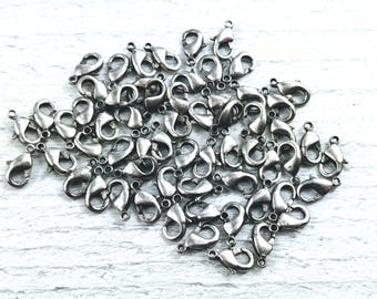 9x5mm Antique Silver Lobster Clasps, Claws