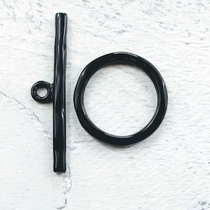 2 Clasps Large Black Plated Round Toggle Clasp, Connector, Bracelet, Necklace, Hammered Look, 34mm