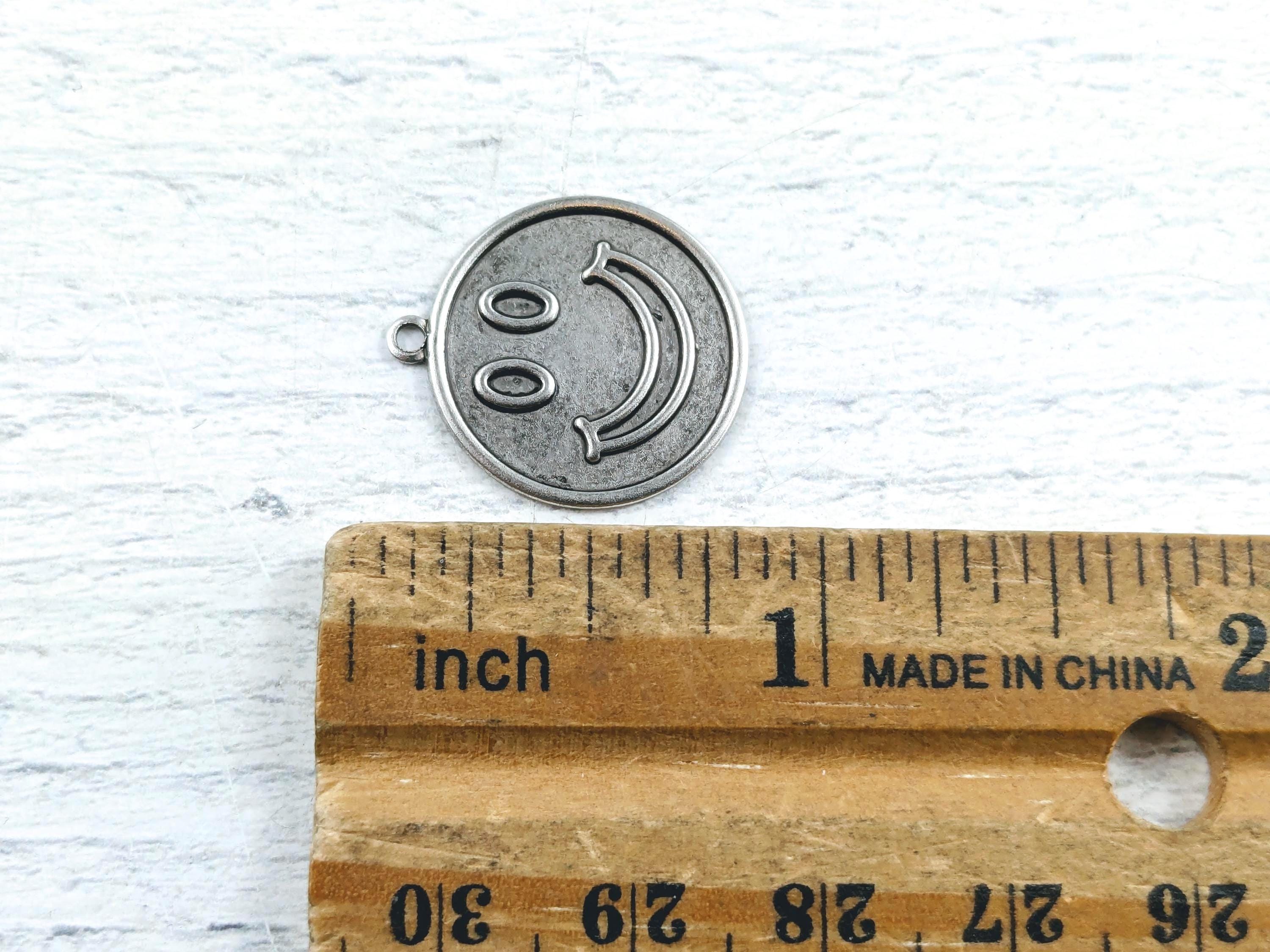 2pcs. Rustic Brown, Matte Gold or Antique Silver Ox Smiley Face