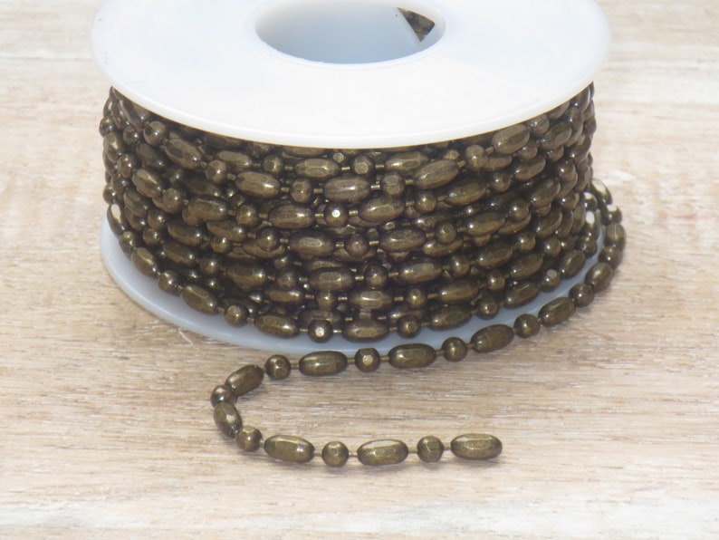 3mm Antique Brass Rice Ball Chain Faceted Ball Chain