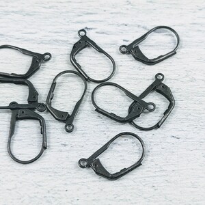 Matte Gunmetal Leverback Earring Posts