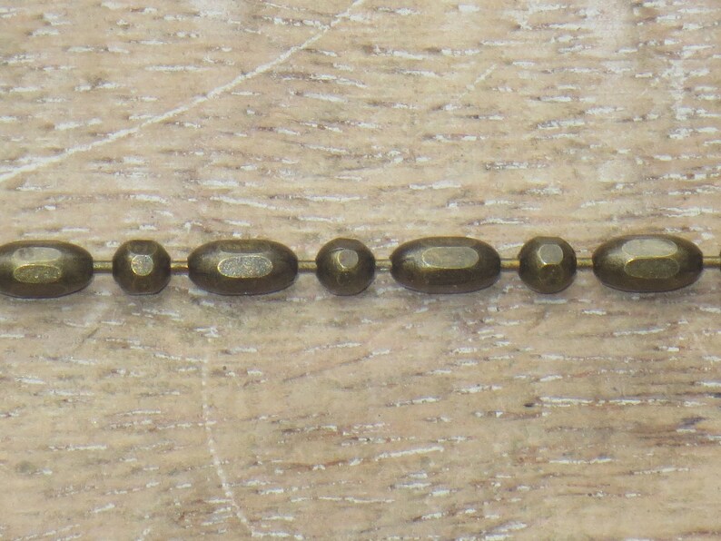 3mm Antique Brass Rice Ball Chain Faceted Ball Chain