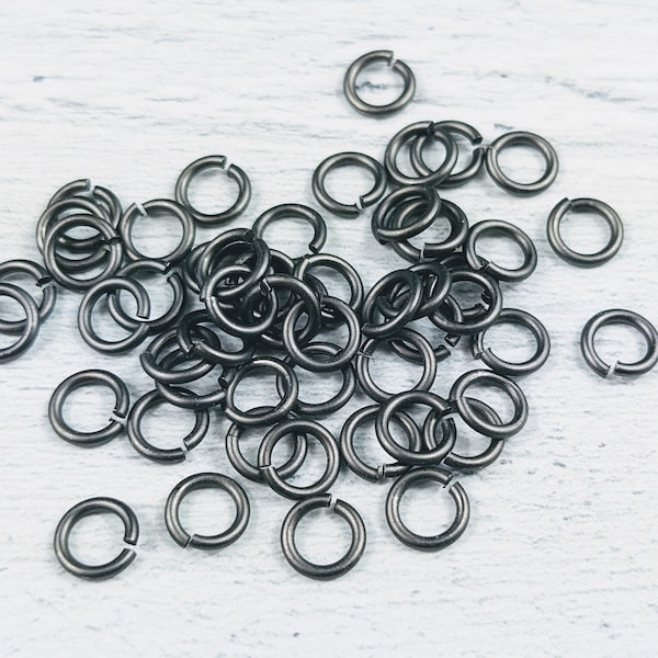 6mm Matte Gunmetal Open Jump Rings