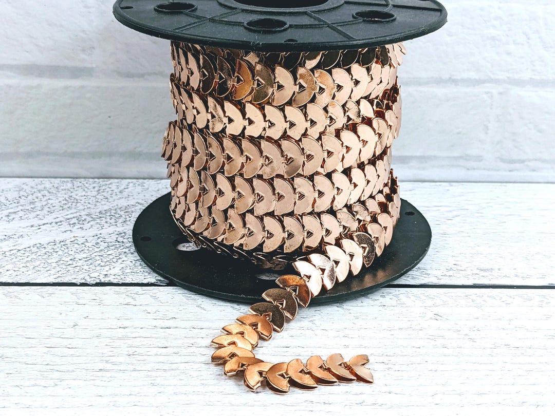 Fish Roe Pattern Chain Rose Gold Chevron Chain, Fishbone, Fish Bone, 13x6mm, Rare - Etsy