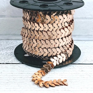 Rose Gold Chevron Chain, Fishbone, Fish Bone, 13x6mm, Rare