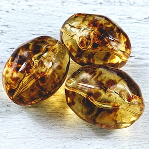 Large Topaz Acrylic Baroque Oval Beads, 35x26mm, 3pcs.