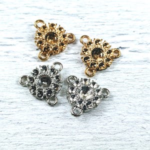 Silver or Gold Plated Small Flower Connectors, Links, Charms, Floral, 12mm, 5pcs.