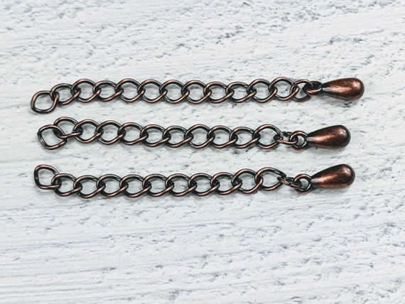 2 Antique Copper Extension Chain, Jewelry Extender Chain, Bracelet, Necklace,  Curb, Extenders 