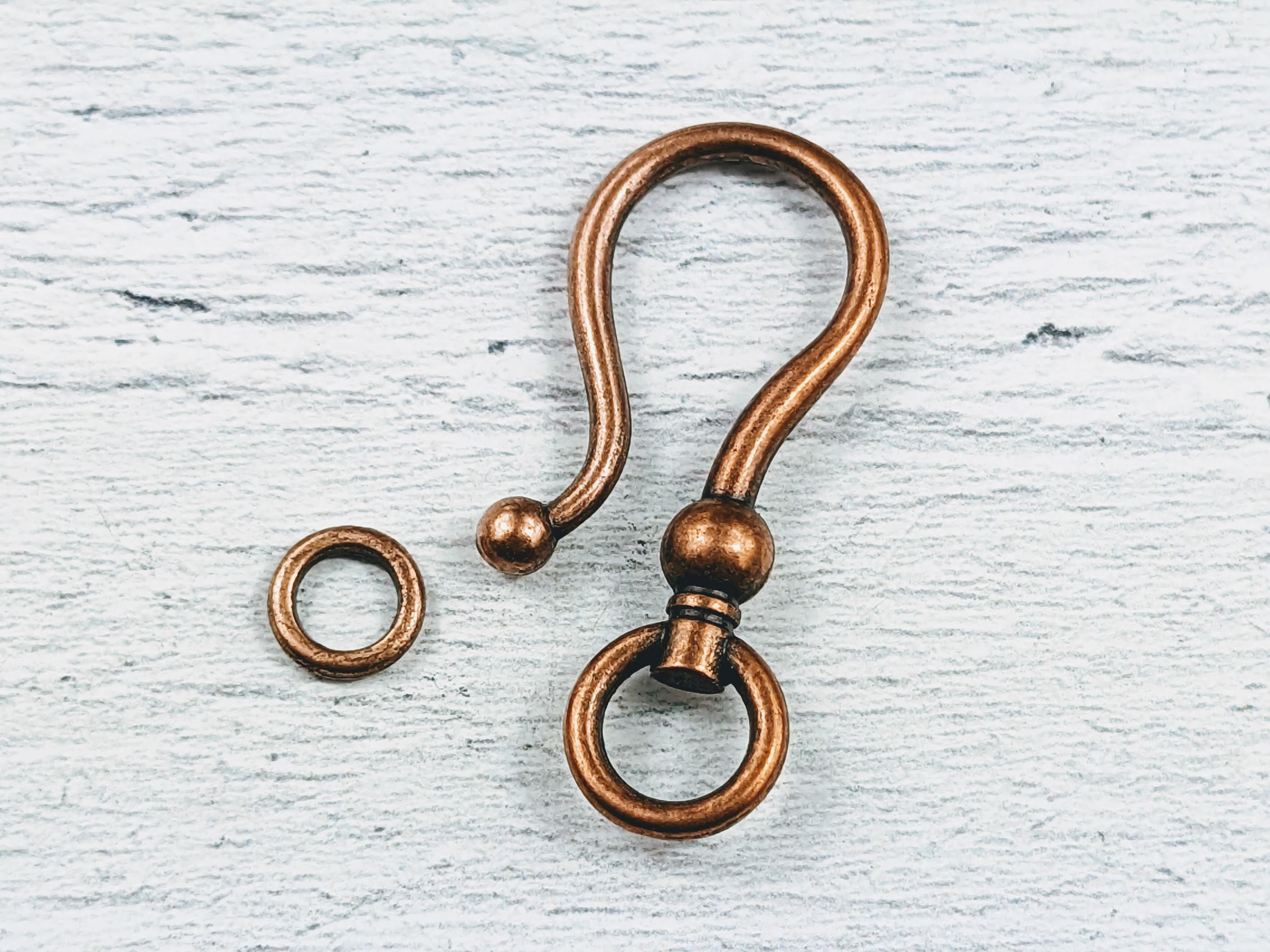 Large Antique Copper Hook Clasp, S Clasp, Necklace, Bracelet, Link