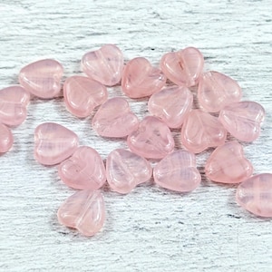 10mm lt Pink Heart Acrylic Beads, 10pcs, Love, Translucent, Lightweight
