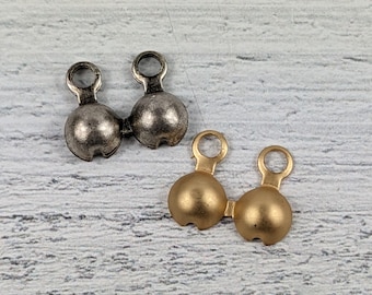 Matte Gold or Antique Silver Clam End Cap, Connector, Satellite Ball Chain Connector, 2pcs.