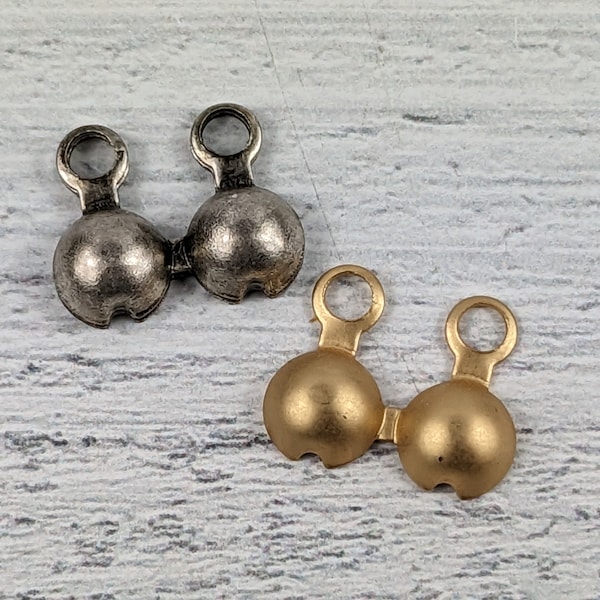 Matte Gold or Antique Silver Clam End Cap, Connector, Satellite Ball Chain Connector, 2pcs.