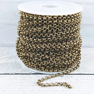 Antique Gold Rolo Chain, 4.75mm, Link