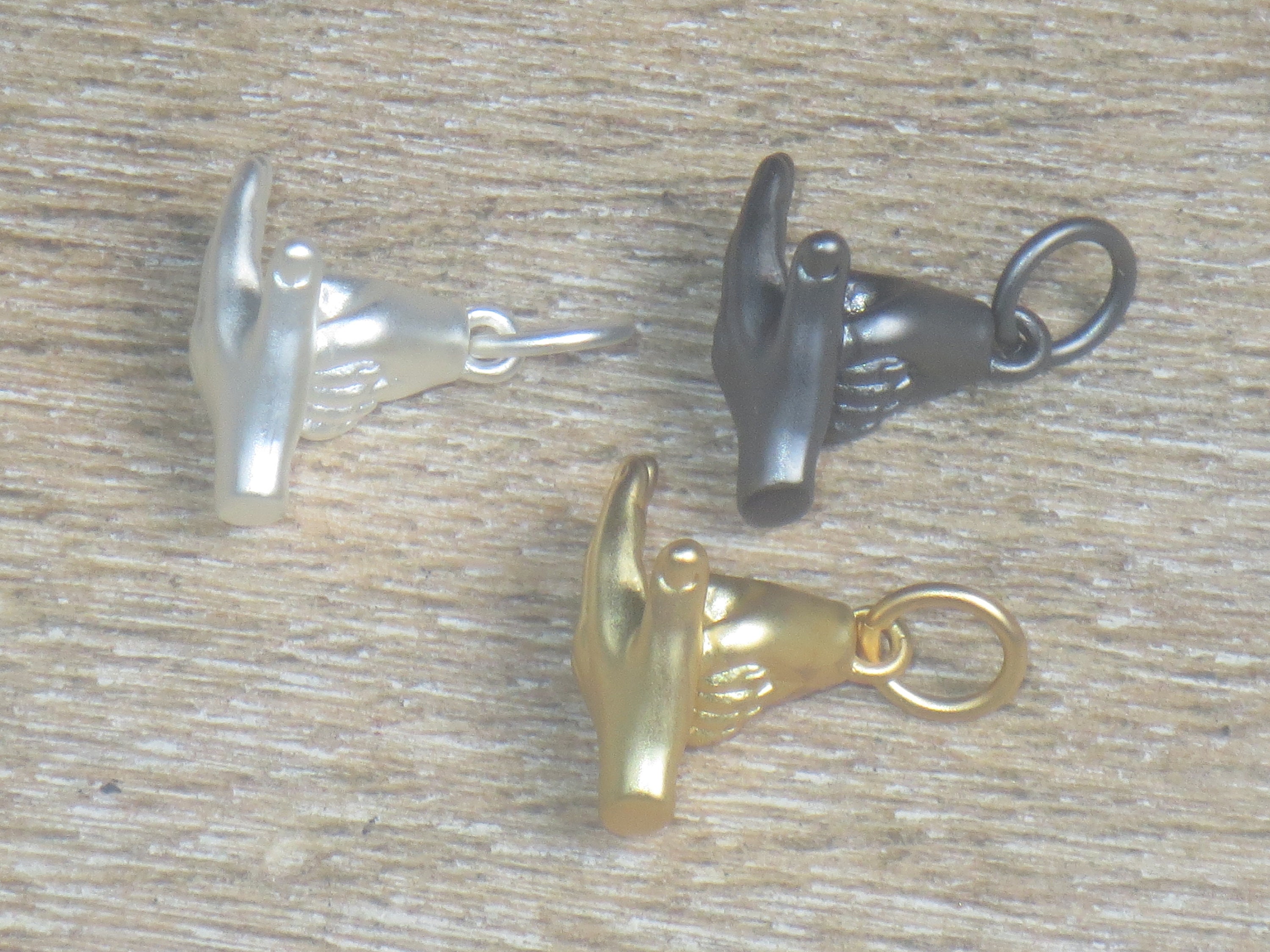 Matte Gold Silver or Gunmetal Fist in Hand Charm Rock Paper - Etsy