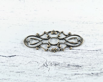 アンティーク真鍮製オックスビクトリアンスタイルフィリグリーコネクタ