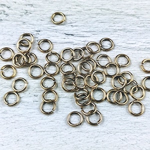 6mm Antique Gold Open Jump Rings, 17g, Sturdy Gauge